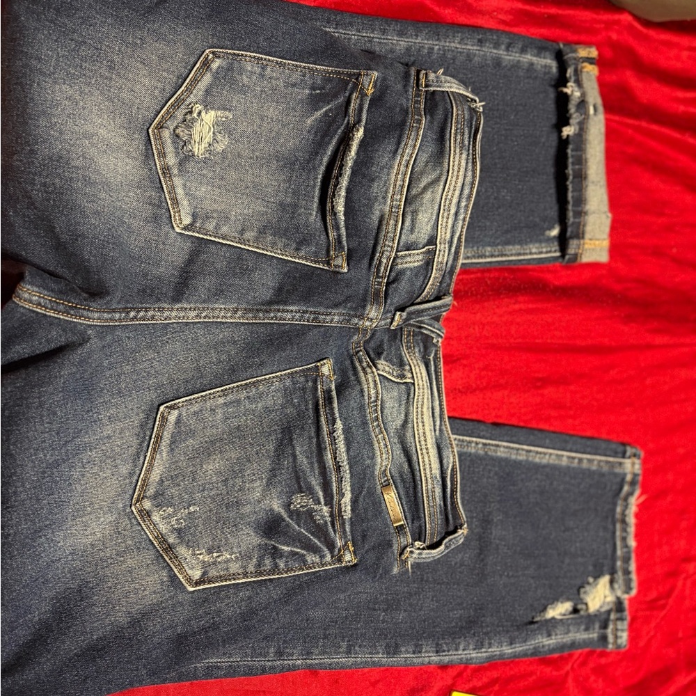 KanCan Dark Blue Distressed Ankle Jeans